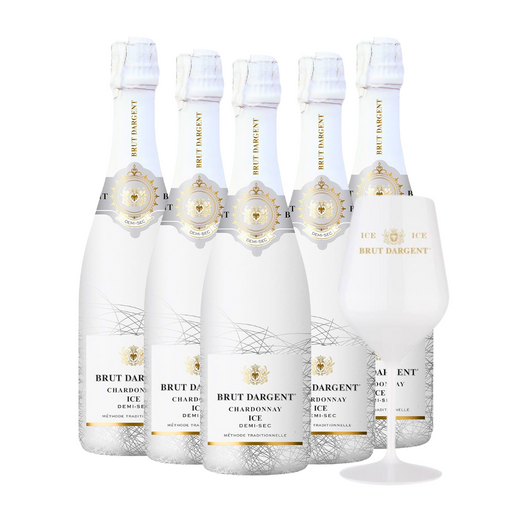 Brut Dargent Ice Chardonnay + 1 Acryl Glas  (5 x 0,75 L) – Pakete – Brut Dargent