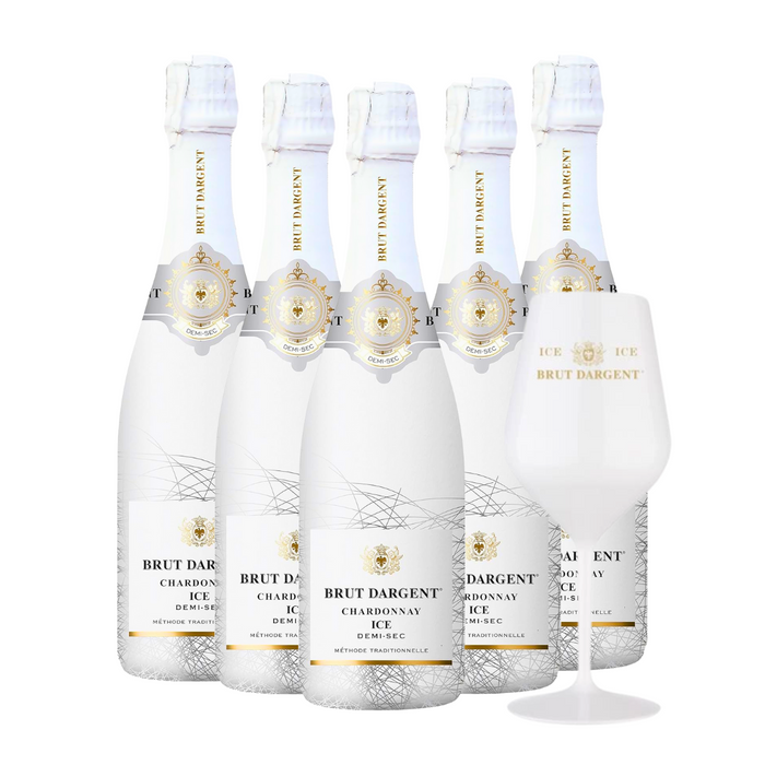Brut Dargent Ice Chardonnay + 1 Acryl Glas  (5 x 0,75 L) – Pakete – Brut Dargent