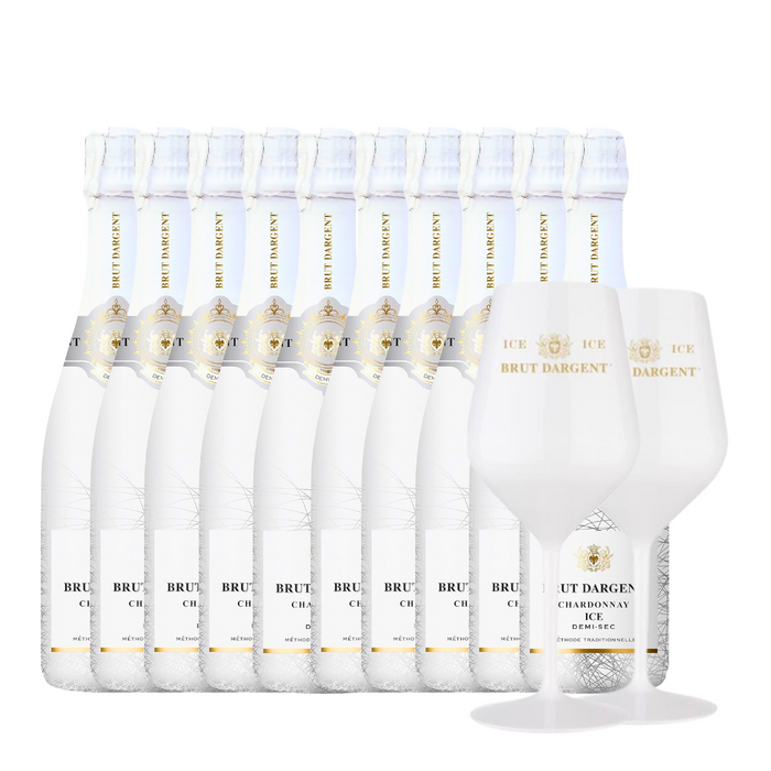 Brut Dargent Ice Chardonnay + 2 Acryl Gläser  (10 x 0,75 L) – Pakete – Brut Dargent