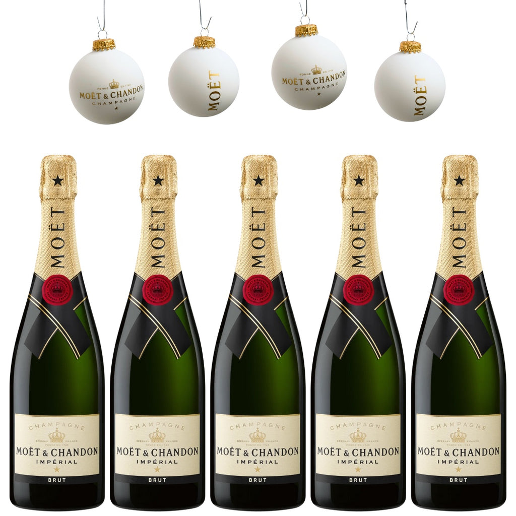 Champagne Moët & Chandon Imperial Brut (5 x 0,75L) + 4 Moët Weihnachts