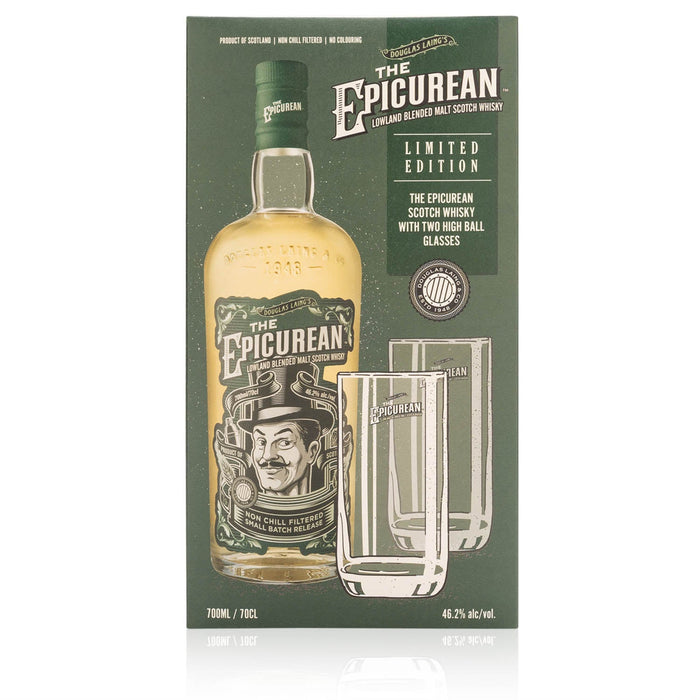 The Epicurean Lowland Malt Scotch Whisky Box mit 2 Gläsern – Spirituosen – The Epicurean